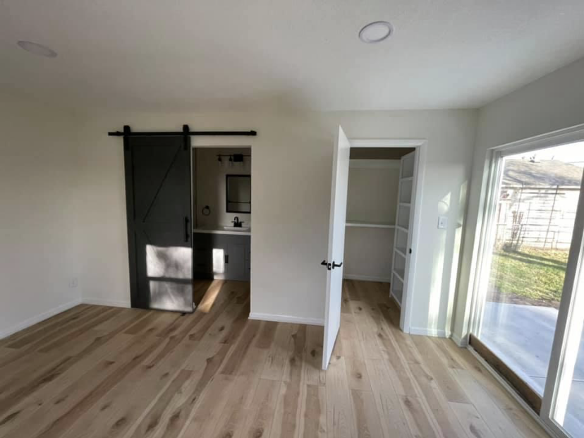 Hardwood floor installation with open floor plan