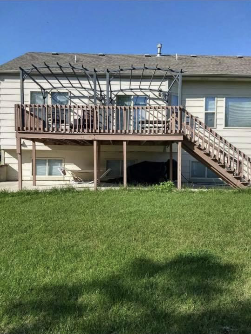 Completed deck with railing