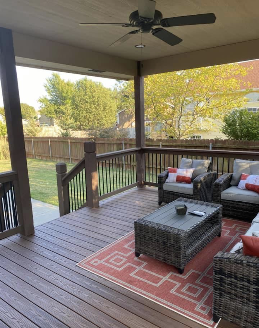 Covered porch with outdoor furniture