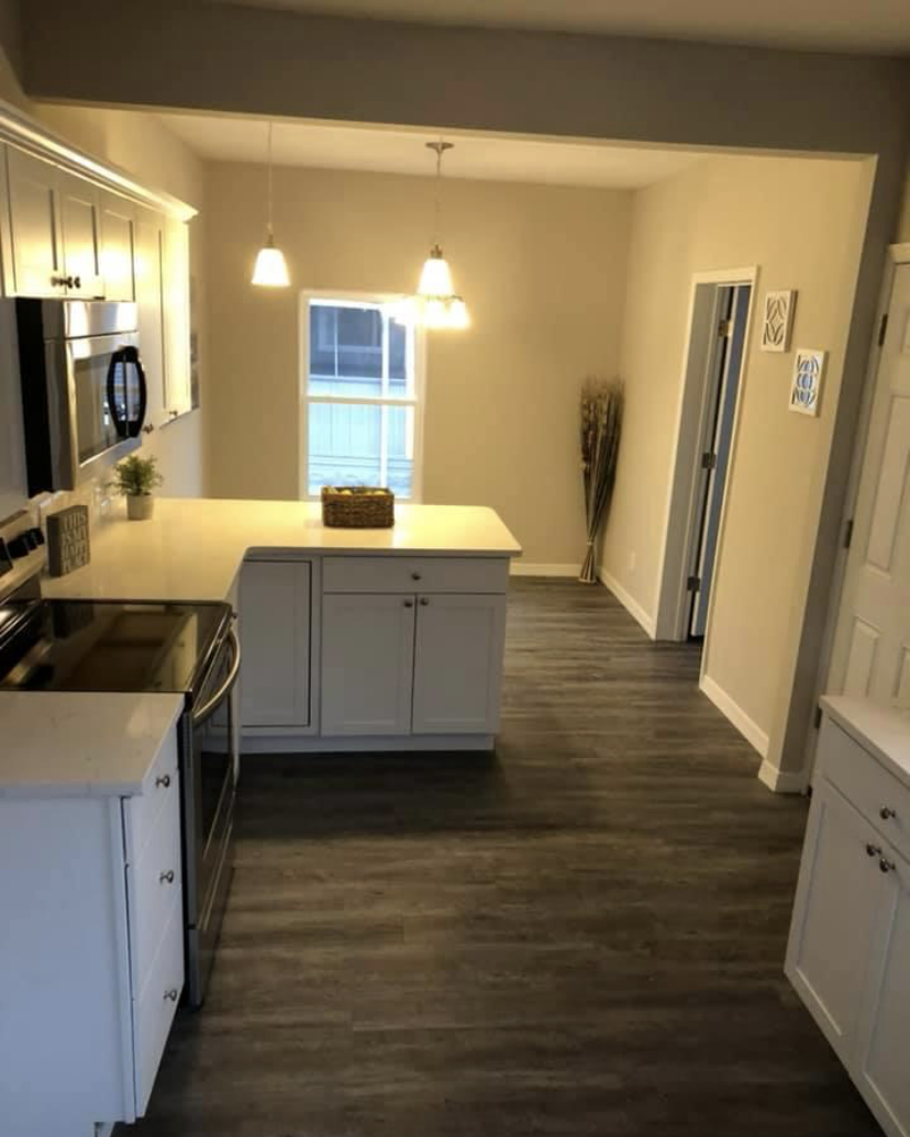 Finished open-concept kitchen