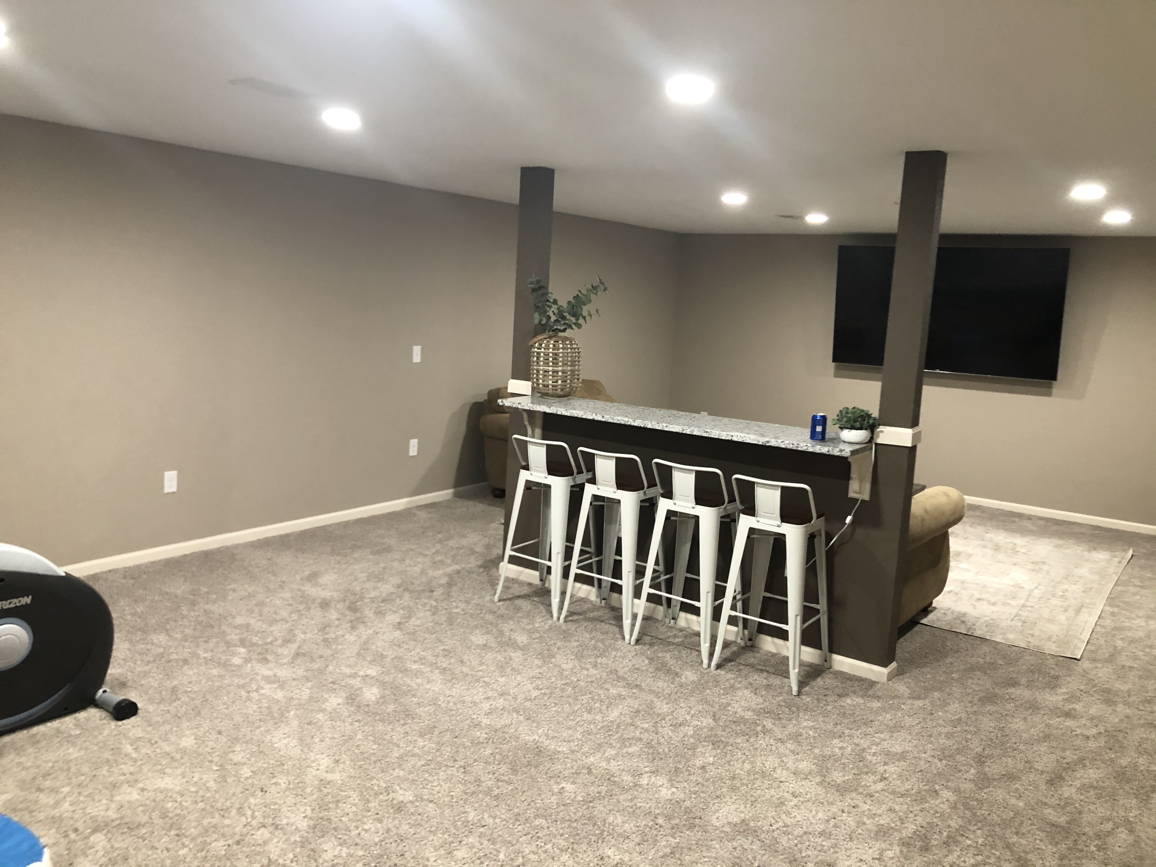 After — finished basement bar and recreation room