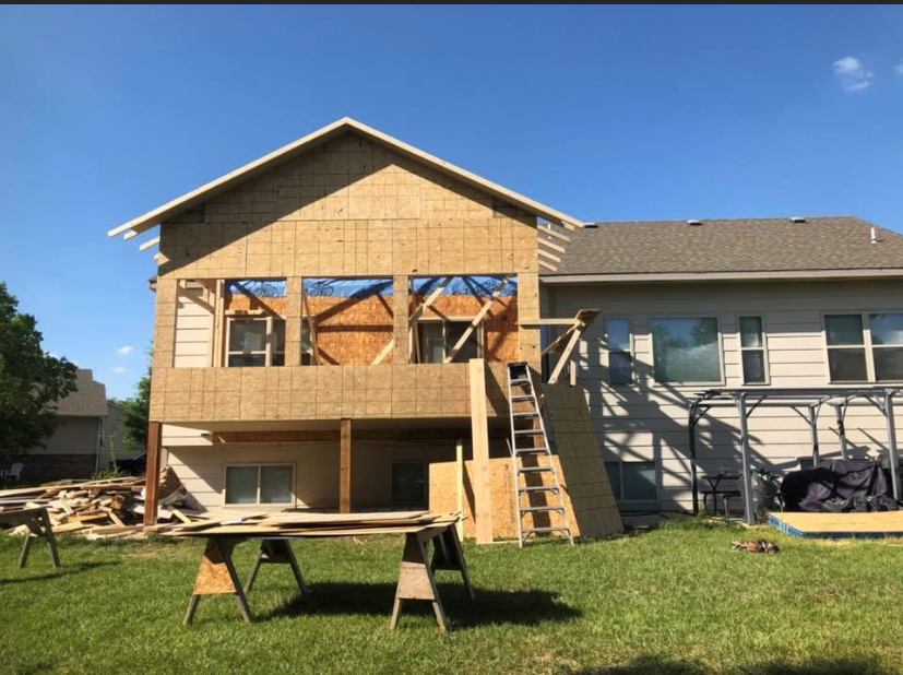 During — two-story addition framing